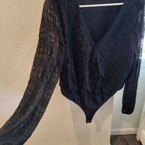 SO brand Bodysuit With Sheer Lacey Lined Fabric XL